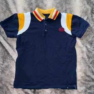 Gucci Children's Navy Polo with Yellow and White Stripes